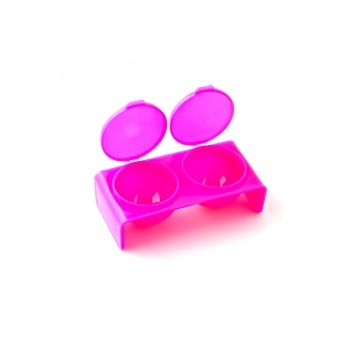 Фото: Пластиковый контейнер двухсекционный с крышкой (розовый)